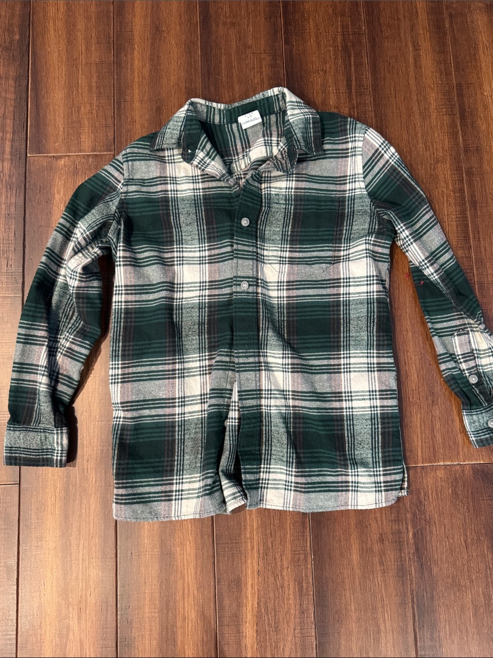 GAP Green and White Plaid Button-Down Shirt